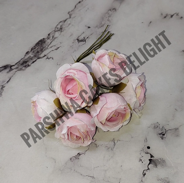 Dry Rose Flower - Delight 329, 6 Pcs Bunch