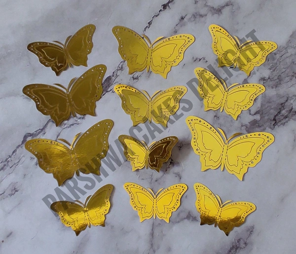 IMPORTED BUTTERFLY - Gold, 12 Pcs Pack, D11