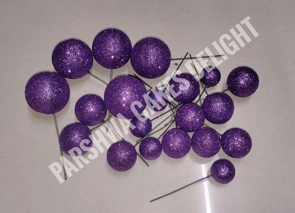 IMPORTED FAUX BALLS - 2Cm - 2.5Cm - 3Cm - 4Cm, Glitter Purple