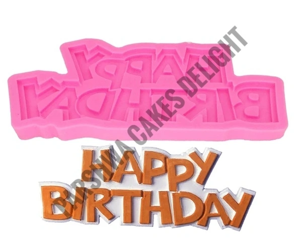 Happy Birthday Pink Silicone Fondant Mould