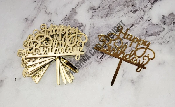 Mini Cake Topper - 10 Pcs Pack, D24, Gold