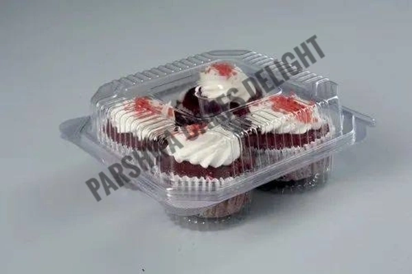 PVC CUPCAKE BOX - 10 Pcs Pack, 4 Cavity