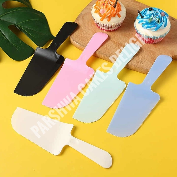 Plastic Knife & Server - 10 Pcs Pack, Assorted Shades