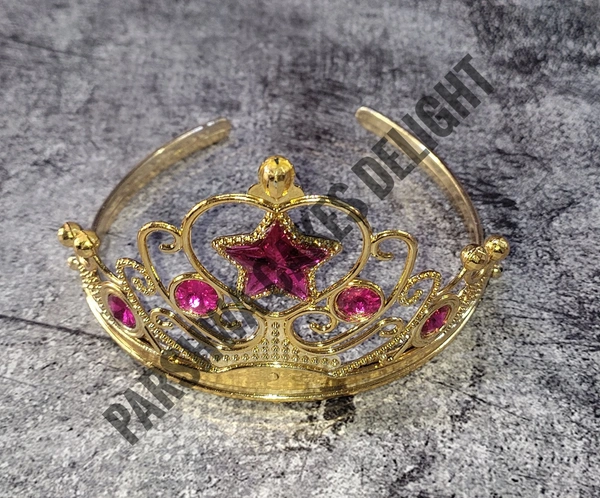 Cake Crown - 1 Pc, Gold & Pink