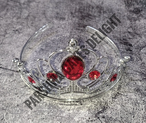 Cake Crown - 1 Pc, Silver & Red