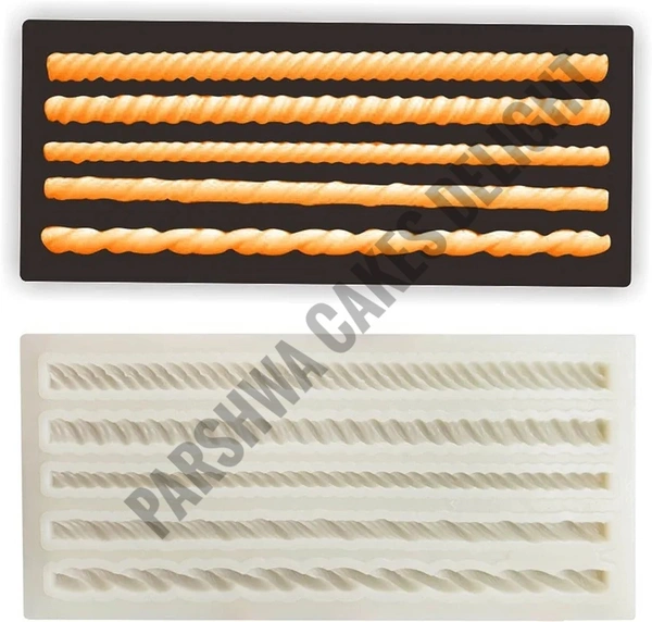 Rope Strip Cake Border Mould Silicone - 5 In 1