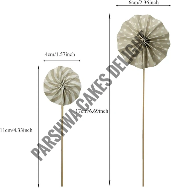 Paper Fans For Cake Decoration - Delight 13, 4 Pcs