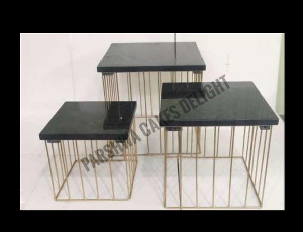 Marble Cake Stand Set Of 3 - Black