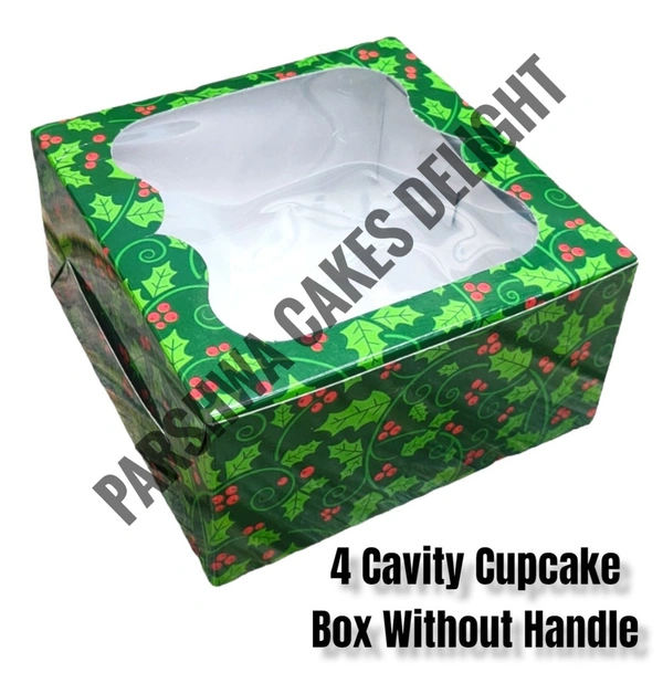 Christmas Cupcake Box - Delight 2, 10 Pcs Pack, 4 Cavity