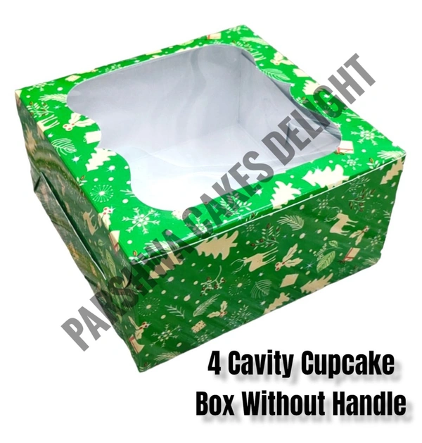 Christmas Cupcake Box - Delight 3, 10 Pcs Pack, 4 Cavity