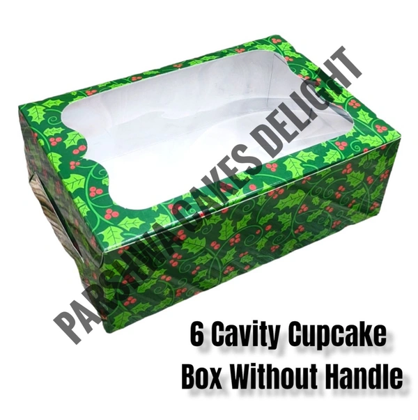 Christmas Cupcake Box - Delight 2, 10 Pcs Pack, 6 Cavity