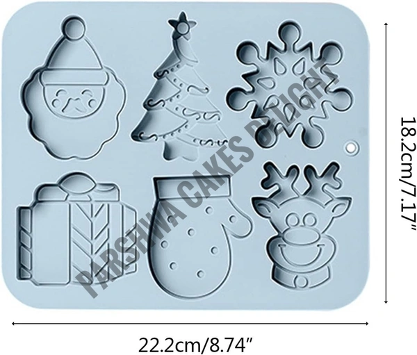 Silicone Christmas Theme XMas Tree, Snowflake, Mitten, Deer Silicon Chocolate Mould Jelly Mould - 6 Cavity