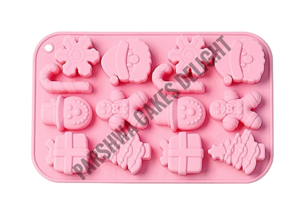 Christmas Theme Gift, XMas Tree, Snowflake, Candy Cane Silicon Chocolate Mould Jelly Mould - 14 Cavity