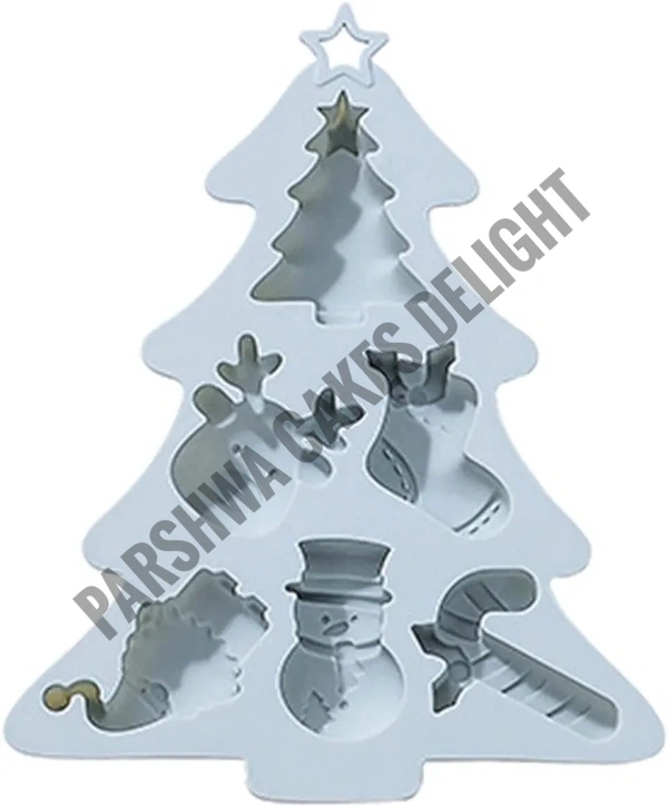 Christmas Theme Tree, Snowman, Deer, Elf, Sock Silicon Chocolate Mould Jelly Mould - 6 Cavity