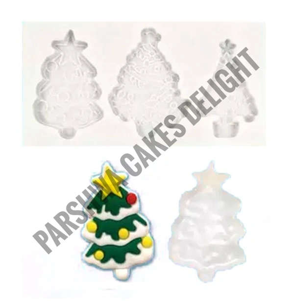 Christmas Tree Silicon Chocolate Mould Jelly Mould - 3 Cavity