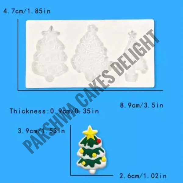 Christmas Tree Silicon Chocolate Mould Jelly Mould - 3 Cavity