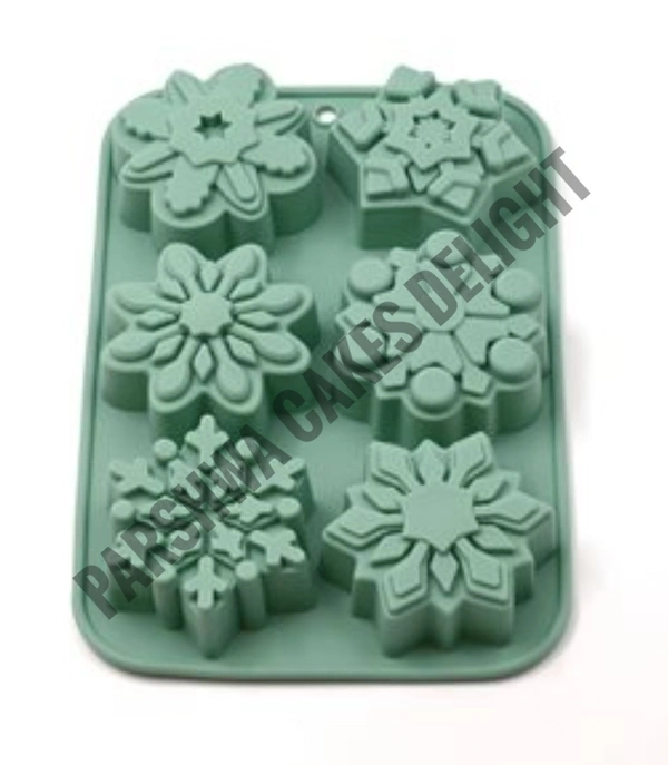 Snowflake Silicon Muffin Mould Jelly Mould Soap Mould - 6 Cavity