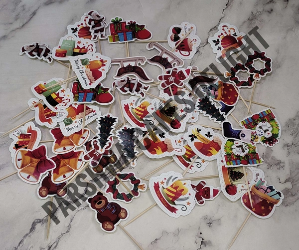 Christmas Character Paper Toppers - 50 Pcs Pack