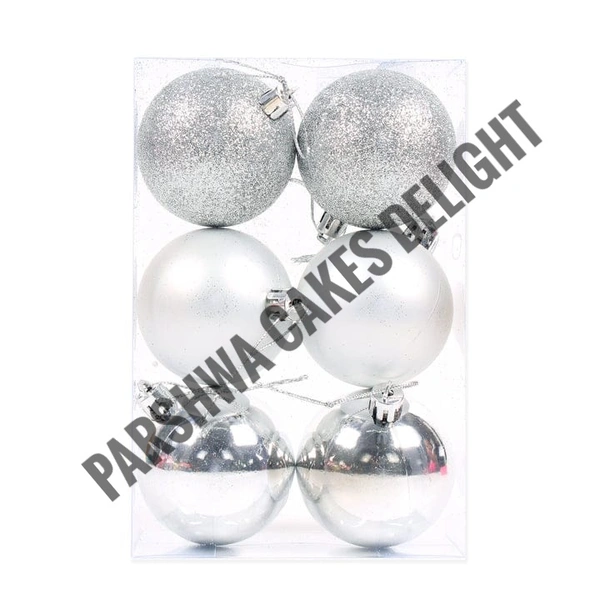 Disco Ball For Cake Decoration - Silver, 6 Pcs Pack