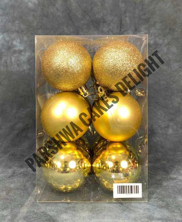 Disco Ball For Cake Decoration - Gold, 6 Pcs Pack