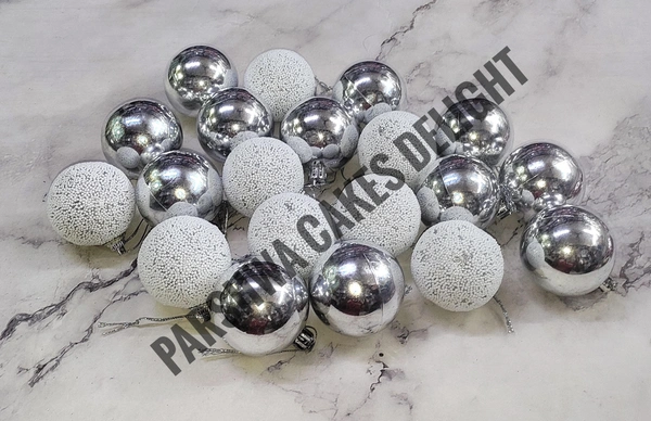 Imported Disco Balls For Cake Decoration - 20 Pcs Pack, Silver & White