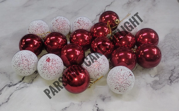 Imported Disco Balls For Cake Decoration - 20 Pcs Pack, Red & White