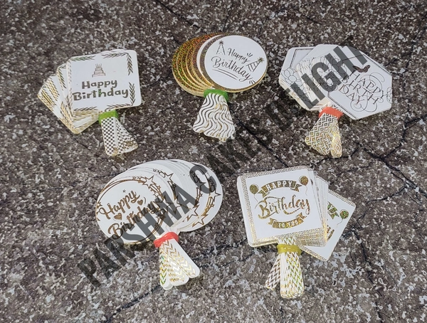 HBD PAPER TAGS - 100 Pcs Pack, White & Gold