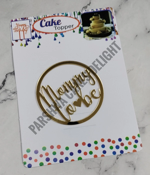 ACRYLIC TOPPER N - 174 Mommy To Be, 3 Inches, Gold