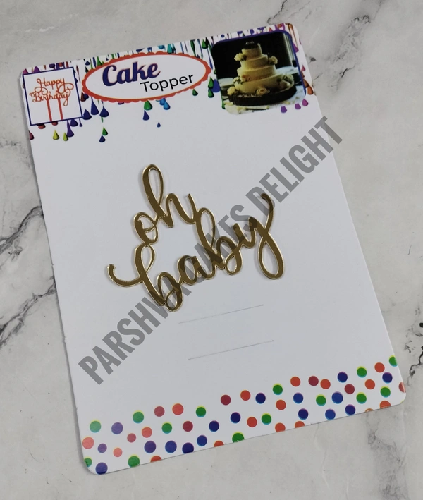 ACRYLIC TOPPER N - 177 Oh Baby, 3 Inches, Gold