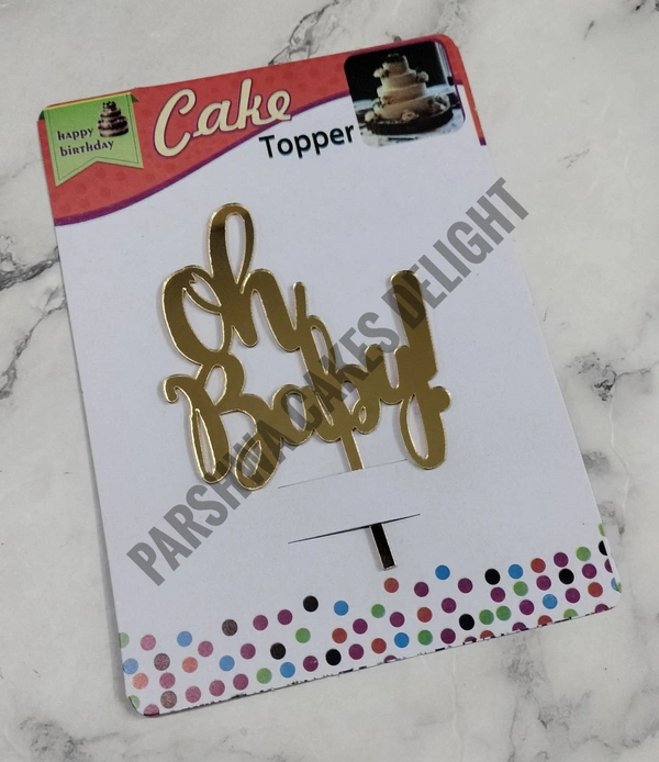 ACRYLIC TOPPER N - 178 Oh Baby, 4.5 Inches, Gold