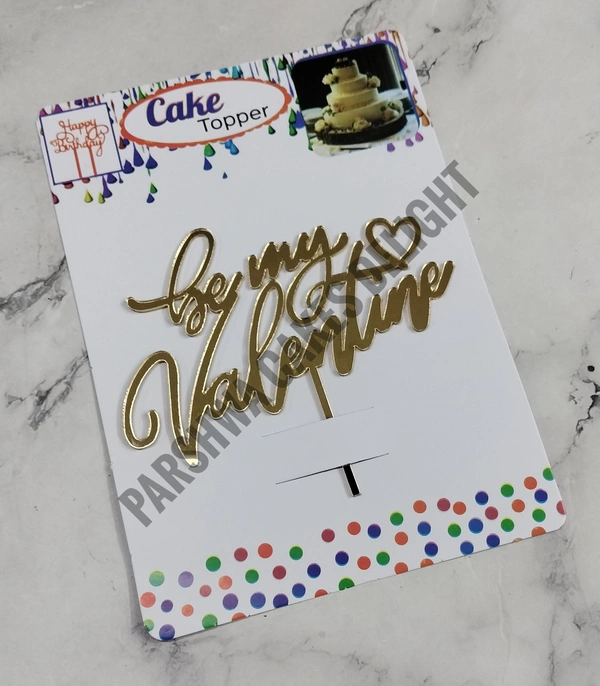 ACRYLIC TOPPER N - 179 Be My Valentine, 4.5 Inches, Gold