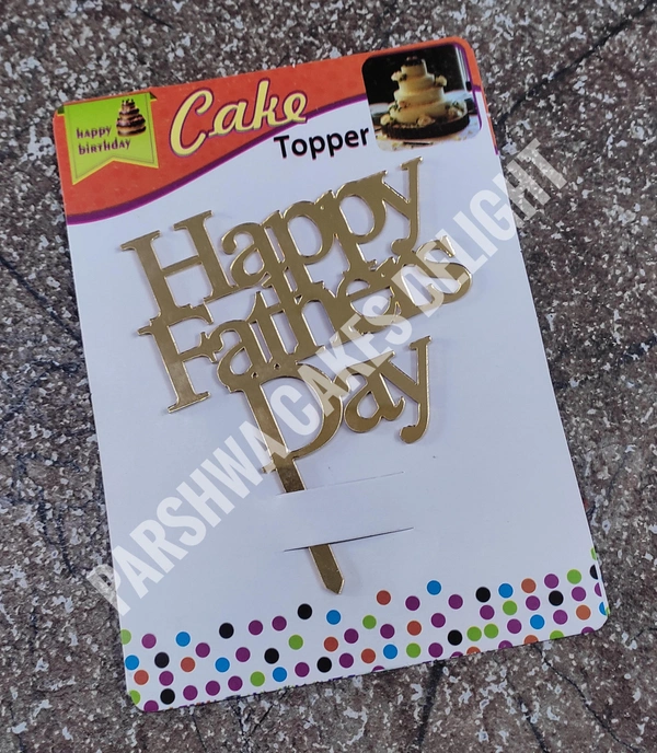 ACRYLIC TOPPER N - 186 Happy Father's Day, 4.5 Inches, Gold