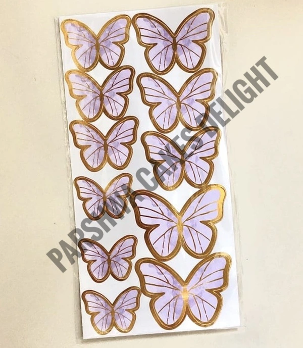 BUTTERFLIES WITH STRING - 1 Pkt, Sparkle Purple