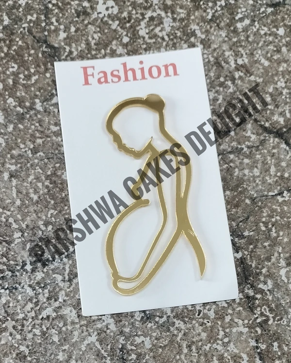 Acrylic Cut Out - Pregnant Women, 3 Inches, Gold