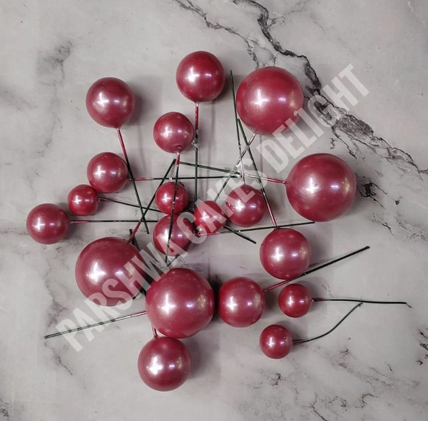 Pastel Faux Ball - Red, 20 Pcs Pack