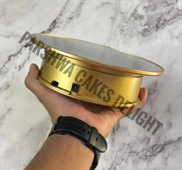 360° Degree Electric Turntable Rotating Display Stand - Gold, USB Charging, 10 Inches