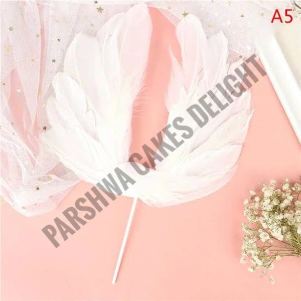 Angel Feather Wings Cake Topper - WHITE