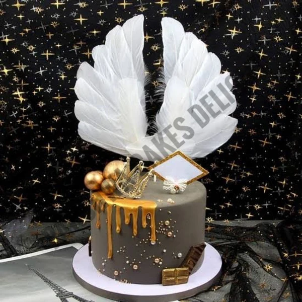 Angel Feather Wings Cake Topper - WHITE