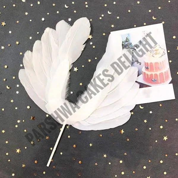 Angel Feather Wings Cake Topper - WHITE