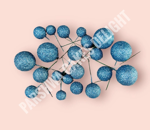 IMPORTED FAUX BALLS - GLITTER BLUE