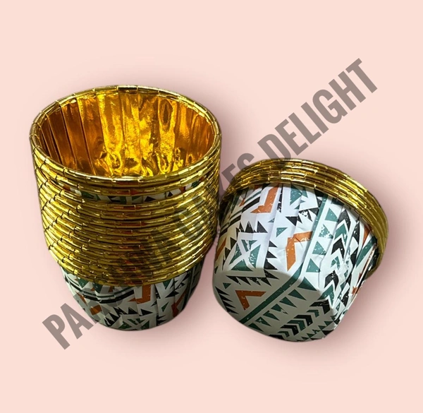 Metallic Foil Paper Cake Baking Cups  - Delight 4, 50 Pcs Pack
