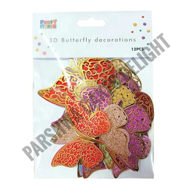 IMPORTED BUTTERFLY - D1, Multi, 12 Pcs Pack