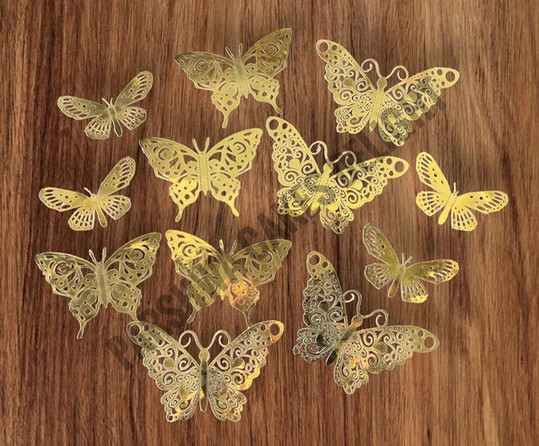 IMPORTED BUTTERFLY - 12 Pcs Pack, D2, Gold