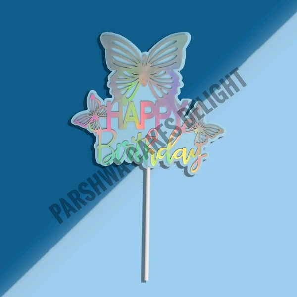 Butterfly Happy Birthday Topper - Blue