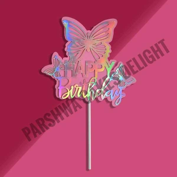 Butterfly Happy Birthday Topper - Pink