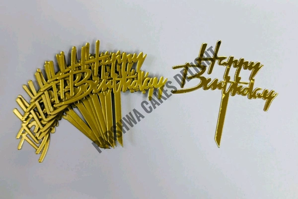 Mini Cake Topper - 10 Pcs Pack, D3, Gold