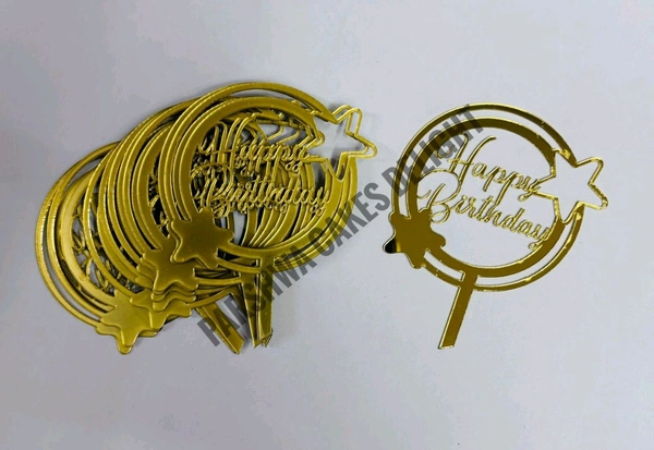 Mini Cake Topper - 10 Pcs Pack, D4, Gold