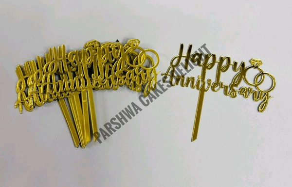 Mini Cake Topper - 10 Pcs Pack, D13, Gold