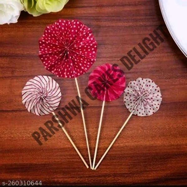 Paper Fans For Cake Decoration - Delight 7, 4 Pcs