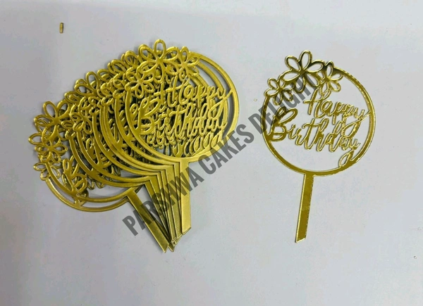 Mini Cake Topper - 10 Pcs Pack, D22, Gold